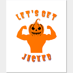 Let’s Get Jacked Gym Weightlifting Halloween Pumpkin Posters and Art